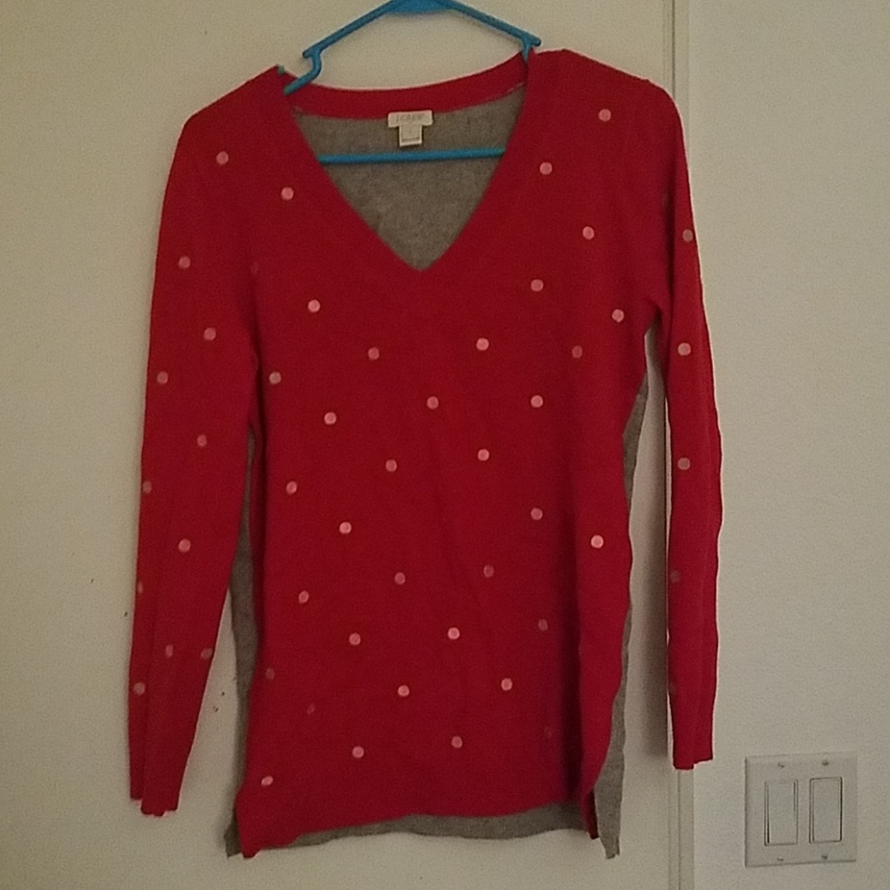 Jcrew sweater with gold polka dots